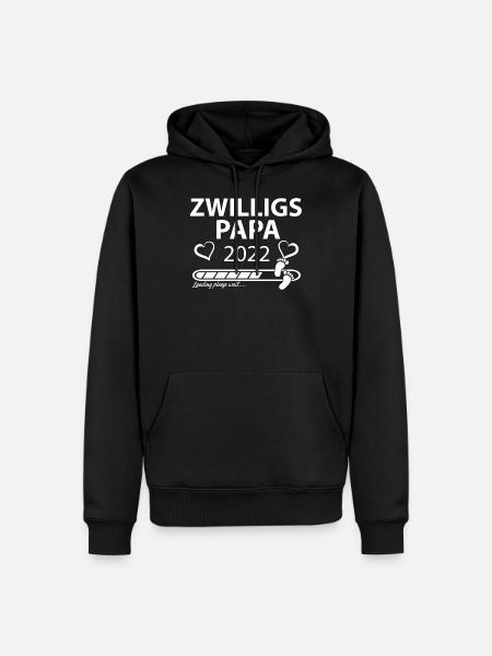 Zwillings Papa 2 loading Verkündigungsgeschenk - Männer Premium Bio Hoodie - Schwarz