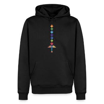 Polyhedral Dice Sword Fantasy Role-Playing Game - Men’s Premium Organic Hoodie - black - Front - Nico (187cm)