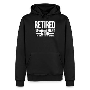 Retraité - attendu de nombreuses années pour porter cette chemise - Sweat à capuche Premium bio Homme - noir - Devant - Nico (187cm)
