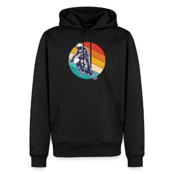 Bmx coureur Vintage Retro Hobby Vélo - Sweat à capuche Premium bio Homme - noir - Devant - Nico (187cm)