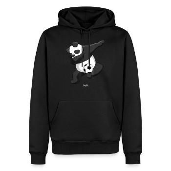 Panda Cool Dabbing Fußball - Männer Premium Bio Hoodie - Schwarz - Vorne - Nico (187cm)