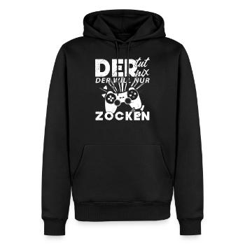 Der tut nix der will nur zocken Gamer Handy PC - Männer Premium Bio Hoodie - Schwarz - Vorne - Nico (187cm)