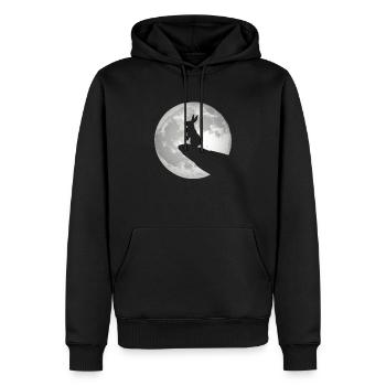 Beau lapin lapin Kanickel dans le cadeau de lumière de lune - Sweat à capuche Premium bio Homme - noir - Devant - Nico (187cm)