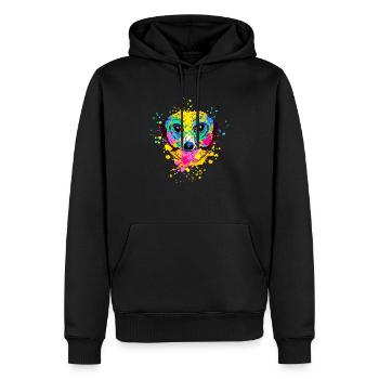 Meerkat Coloré - Cadeau de fête des mères de jour de père - Sweat à capuche Premium bio Homme - noir - Devant - Nico (187cm)