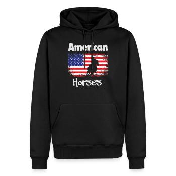 Chevaux américains, cheval avec pavillon des États-Unis - Sweat à capuche Premium bio Homme - noir - Devant - Nico (187cm)