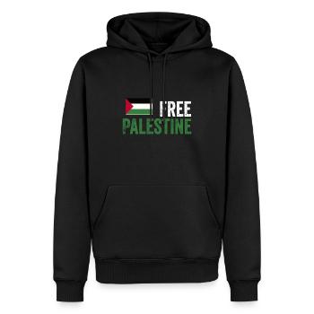 Palestine Liberté libre Liberté Gaza - Sweat à capuche Premium bio Homme - noir - Devant - Nico (187cm)