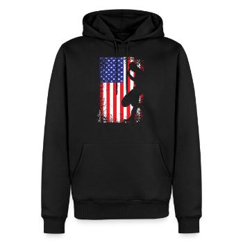 Amerikanischer Cowboy mit Flagge der USA - Männer Premium Bio Hoodie - Schwarz - Vorne - Nico (187cm)