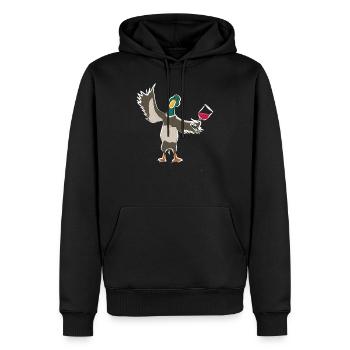 Süße Ente Entchen mit Rotwein lädt zum trinken ein - Männer Premium Bio Hoodie - Schwarz - Vorne - Nico (187cm)