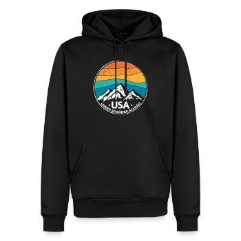 Allgäu USA Unser Schönes Allgäu Berge Wandern - Männer Premium Bio Hoodie - Schwarz - Vorne - Nico (187cm)