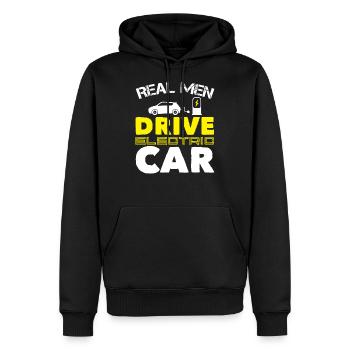 E Auto Elektro Auto Grün - Männer Premium Bio Hoodie - Schwarz - Vorne - Nico (187cm)