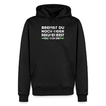 Lustige Elektroauto Sprüche Eauto Emobilität - Männer Premium Bio Hoodie - Schwarz - Vorne - Nico (187cm)