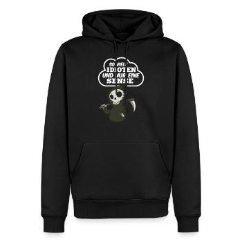 So viele Idioten und Nur eine Sense Provokant - Männer Premium Bio Hoodie - Schwarz - Vorne - Nico (187cm)
