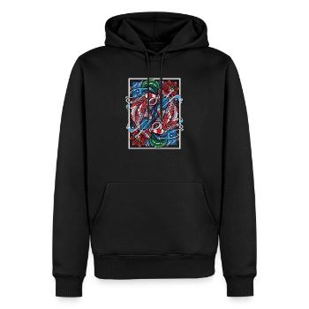 Koi Carpes Poissons japonais - Sweat à capuche Premium bio Homme - noir - Devant - Nico (187cm)