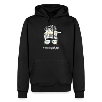 Femme de ménage Ménage - Sweat à capuche Premium bio Homme - noir - Devant - Nico (187cm)