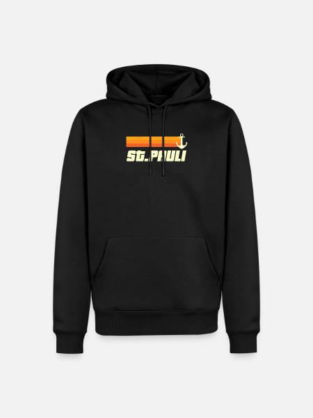 Sankt Pauli Retro St. Pauli Vintage Anker Amburgo - Felpa con cappuccio ecologica premium da uomo - nero