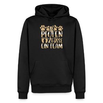 4 Pfoten 2 Füße ein Team - Männer Premium Bio Hoodie - Schwarz - Vorne - Nico (187cm)
