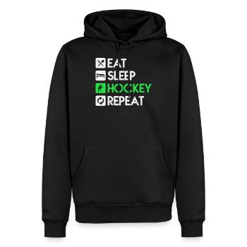 Puck Eat Sleep Hockey Repeat Cadeau - Sweat à capuche Premium bio Homme - noir - Devant - Nico (187cm)