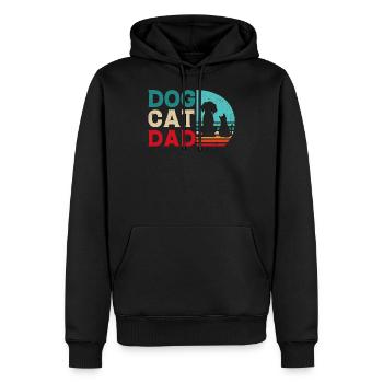 Chat chien papa cadeau - Sweat à capuche Premium bio Homme - noir - Devant - Nico (187cm)