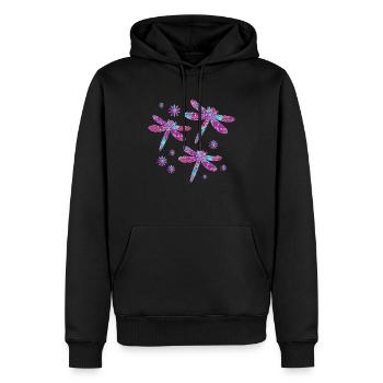 Amoureux des libellules | Entomologie des insectes libellules - Sweat à capuche Premium bio Homme - noir - Devant - Nico (187cm)