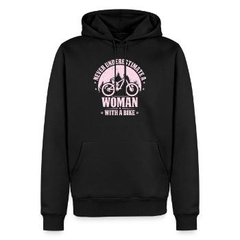 Ich fahre ohne Akku Fahrrad Ebike Radfahren weil - Männer Premium Bio Hoodie - Schwarz - Vorne - Nico (187cm)