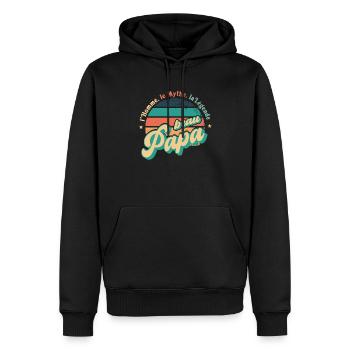 Beau Papa L Homme, le Mythe, la legende cadeau - Sweat à capuche Premium bio Homme - noir - Devant - Nico (187cm)