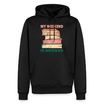 Book – My Weekend Is Booked – Bookworm – Book Club - Men’s Premium Organic Hoodie - black - Front - Nico (187cm)