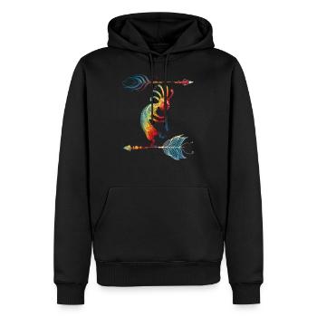 Native American Kokopelli With Two Feathers 1 - Männer Premium Bio Hoodie - Schwarz - Vorne - Nico (187cm)