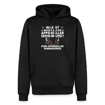 was ist besser als ein Appenzeller Sennenhund - Männer Premium Bio Hoodie - Schwarz - Vorne - Nico (187cm)