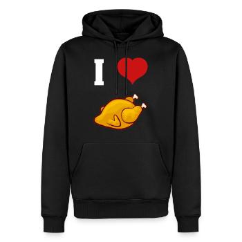 lustiges i love Chicken Ich Liebe Brathänchen - Männer Premium Bio Hoodie - Schwarz - Vorne - Nico (187cm)