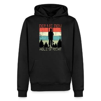 Waldarbeiter Der mit dem Holz Spricht Förster - Männer Premium Bio Hoodie - Schwarz - Vorne - Nico (187cm)
