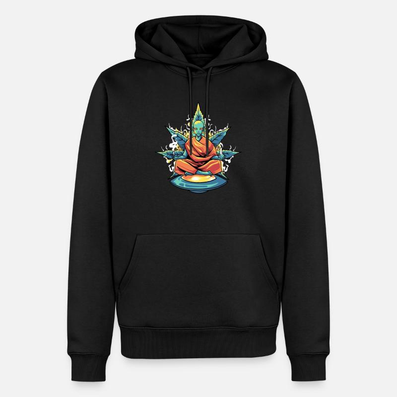 Alien Weed Marijuana Stoner - Männer Premium Bio Hoodie - Schwarz