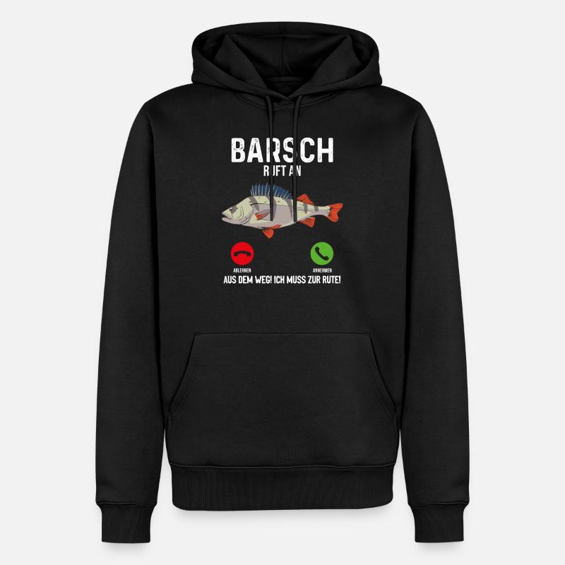 Barsch Angeln - Männer Premium Bio Hoodie - Schwarz