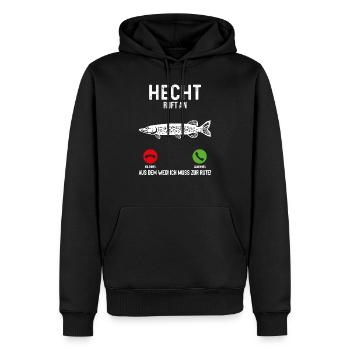Hecht Angeln - Männer Premium Bio Hoodie - Schwarz - Vorne - Nico (187cm)