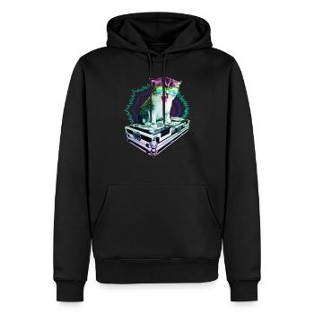 Katze Brille Turntable DJ Disco Club Party - Männer Premium Bio Hoodie - Schwarz - Vorne - Nico (187cm)