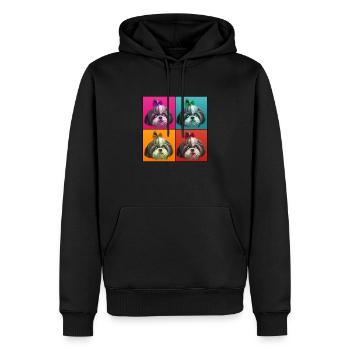 Photo Shih Tzu Style Pop Art - Sweat à capuche Premium bio Homme - noir - Devant - Nico (187cm)