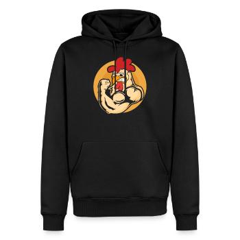 Poules musclées et musclées - Sweat à capuche Premium bio Homme - noir - Devant - Nico (187cm)