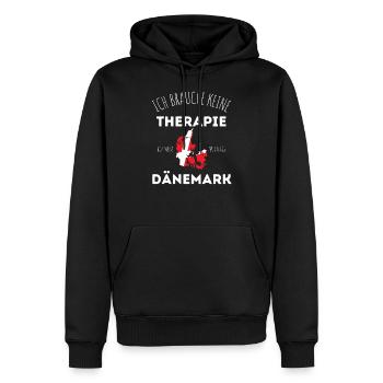 Ich brauche keine Therapie ich muss nach Dänemark - Männer Premium Bio Hoodie - Schwarz - Vorne - Nico (187cm)