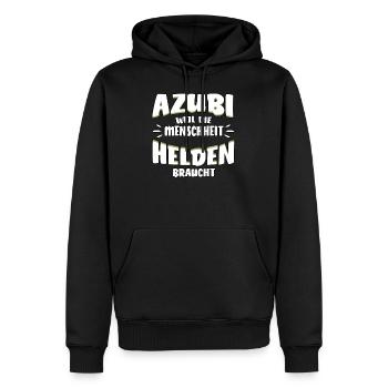 Azubi lustiger Spruch - Helden - Männer Premium Bio Hoodie - Schwarz - Vorne - Nico (187cm)