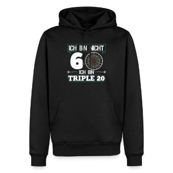 Lustiger Dart Spruch 60. Geburtstag Dartspieler - Männer Premium Bio Hoodie - Schwarz - Vorne - Nico (187cm)