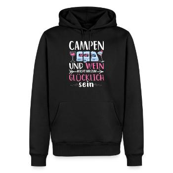 Camping Spruch Damen Wein Weinliebe Natur Zelten - Männer Premium Bio Hoodie - Schwarz - Vorne - Nico (187cm)