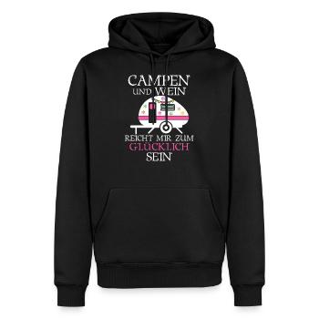 Wein Camping Zelten Wohnmobil Reise Urlaub Spruch - Männer Premium Bio Hoodie - Schwarz - Vorne - Nico (187cm)