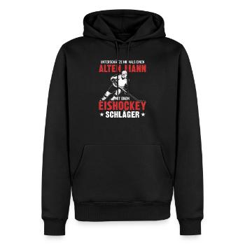 Eishockeyspieler Eishockey Sprüche - Männer Premium Bio Hoodie - Schwarz - Vorne - Nico (187cm)
