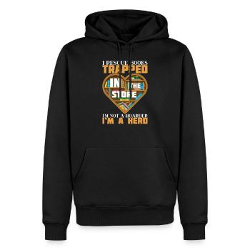 Lustige Bookaholic und Buchliebhaber Sprüche Gesch - Männer Premium Bio Hoodie - Schwarz - Vorne - Nico (187cm)