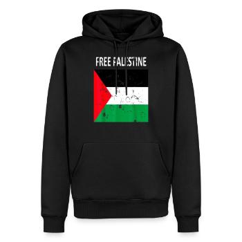 Palestine Liberté libre Liberté Gaza - Sweat à capuche Premium bio Homme - noir - Devant - Nico (187cm)