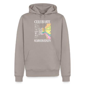 Neurodiversität Autismus ADHS Neurodiversity ASD - Männer Premium Bio Hoodie - Taupe - Vorne - Nico (187cm)