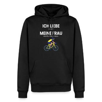 MTB Mann Downhill Lustig Bike outfit Biker - Männer Premium Bio Hoodie - Schwarz - Vorne - Nico (187cm)