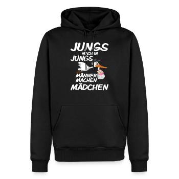 Jungs machen Jungs Männer machen Mädchen Geburt - Männer Premium Bio Hoodie - Schwarz - Vorne - Nico (187cm)