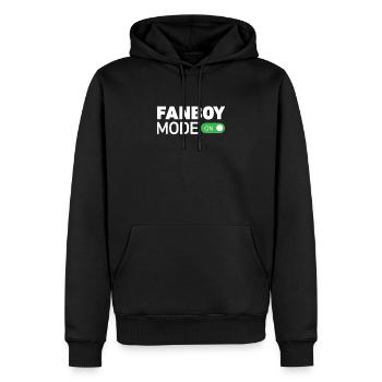 Fanboy-Modus ein - Geek - Männer Premium Bio Hoodie - Schwarz - Vorne - Nico (187cm)