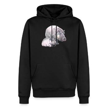 Hippo Nilpferd Retro t-Shirt Geschenkidee - Männer Premium Bio Hoodie - Schwarz - Vorne - Nico (187cm)