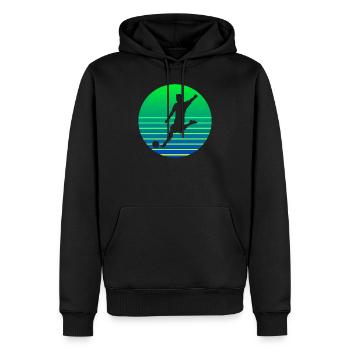 Fußballer Sunset Logo - Männer Premium Bio Hoodie - Schwarz - Vorne - Nico (187cm)